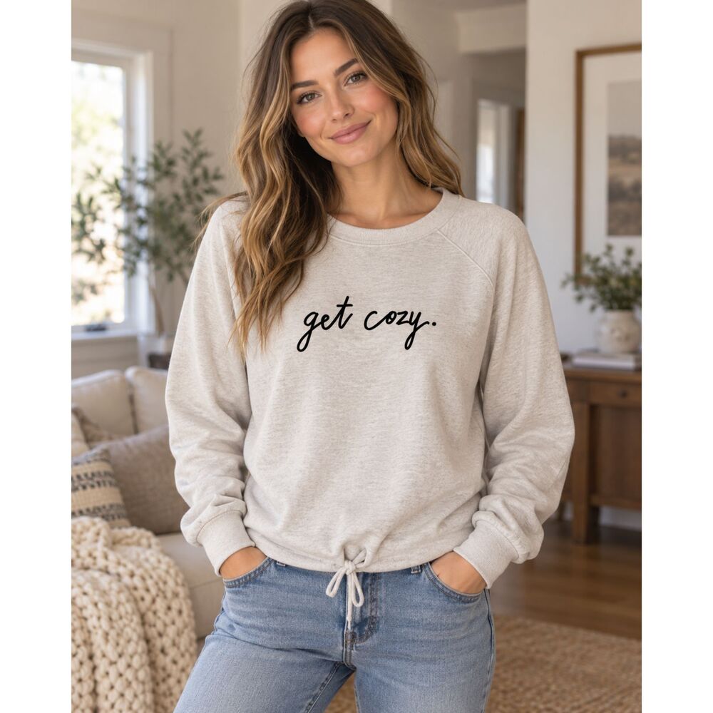 Rae Dunn “Get Cozy” Brushed Fleece Sweatshirt – Size L – NWT